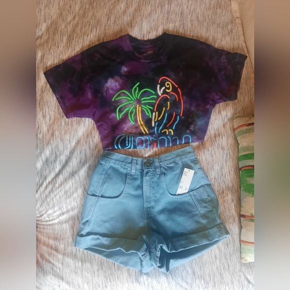 BDG Blue Denim Cuffed Shorts - Picture 2 of 7